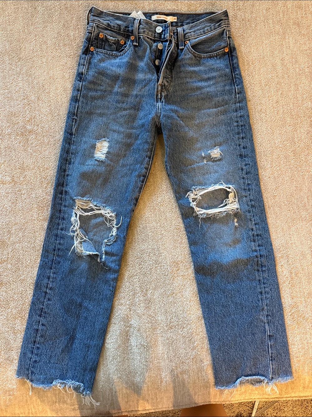 Women's Distressed Straight Jeans